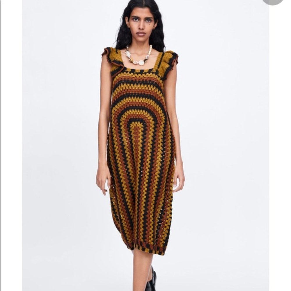 70's inspired crochet sleeveless dress